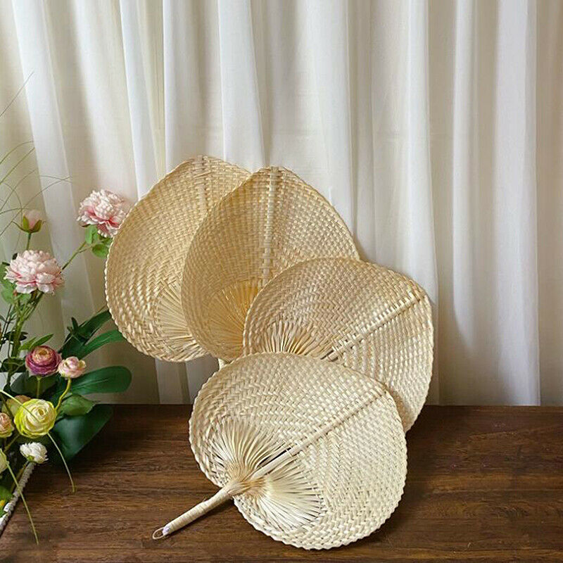 Handmade Straw Woven Fans Craft Summer Cooling Fan Bamboo Home Decorati.l8
