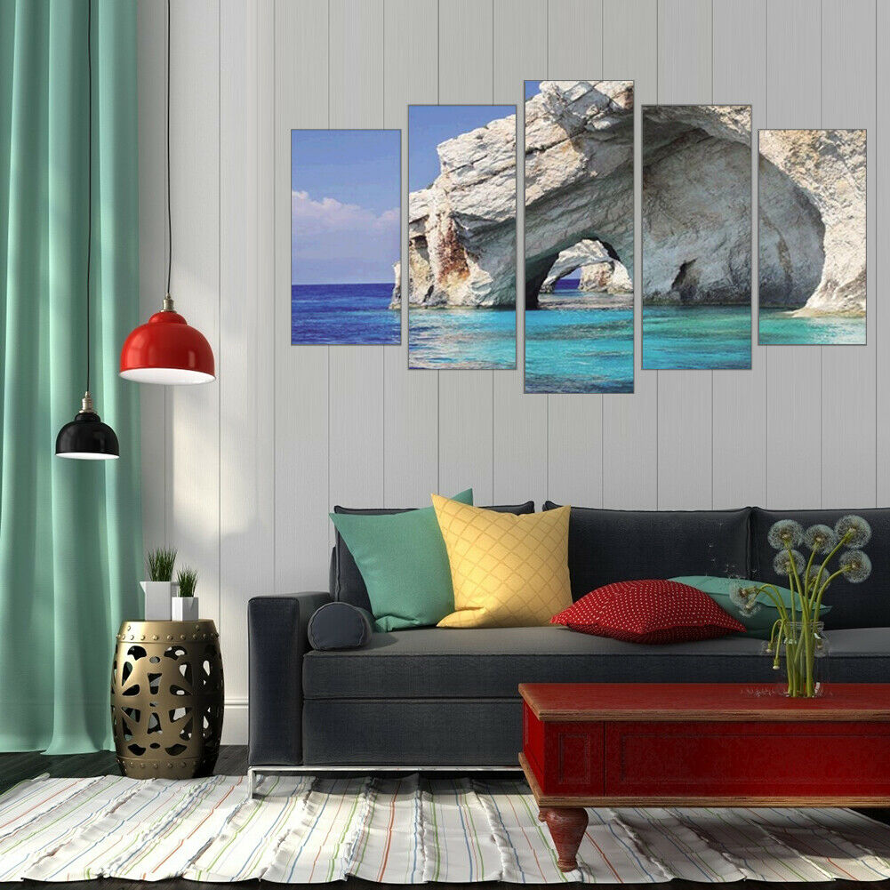 5pcs 5D DIY Full Drill Diamond Painting Seaside Cross Stitch Kit Home Decor @