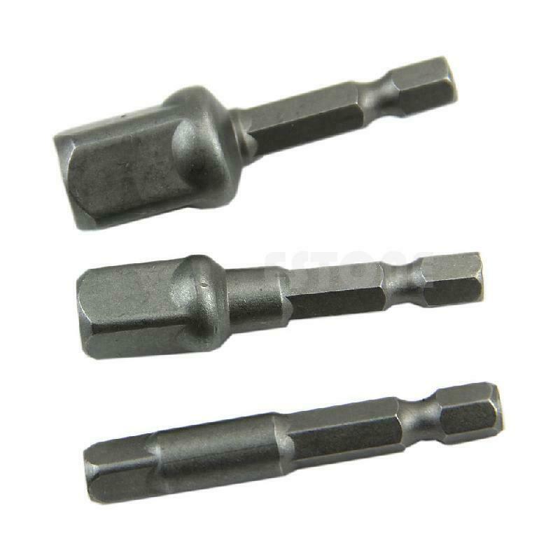 Easy Use 1/4" 3/8" 1/2" Steel Drill Bit Bar Hex Socket Driver Shank Adapter Set