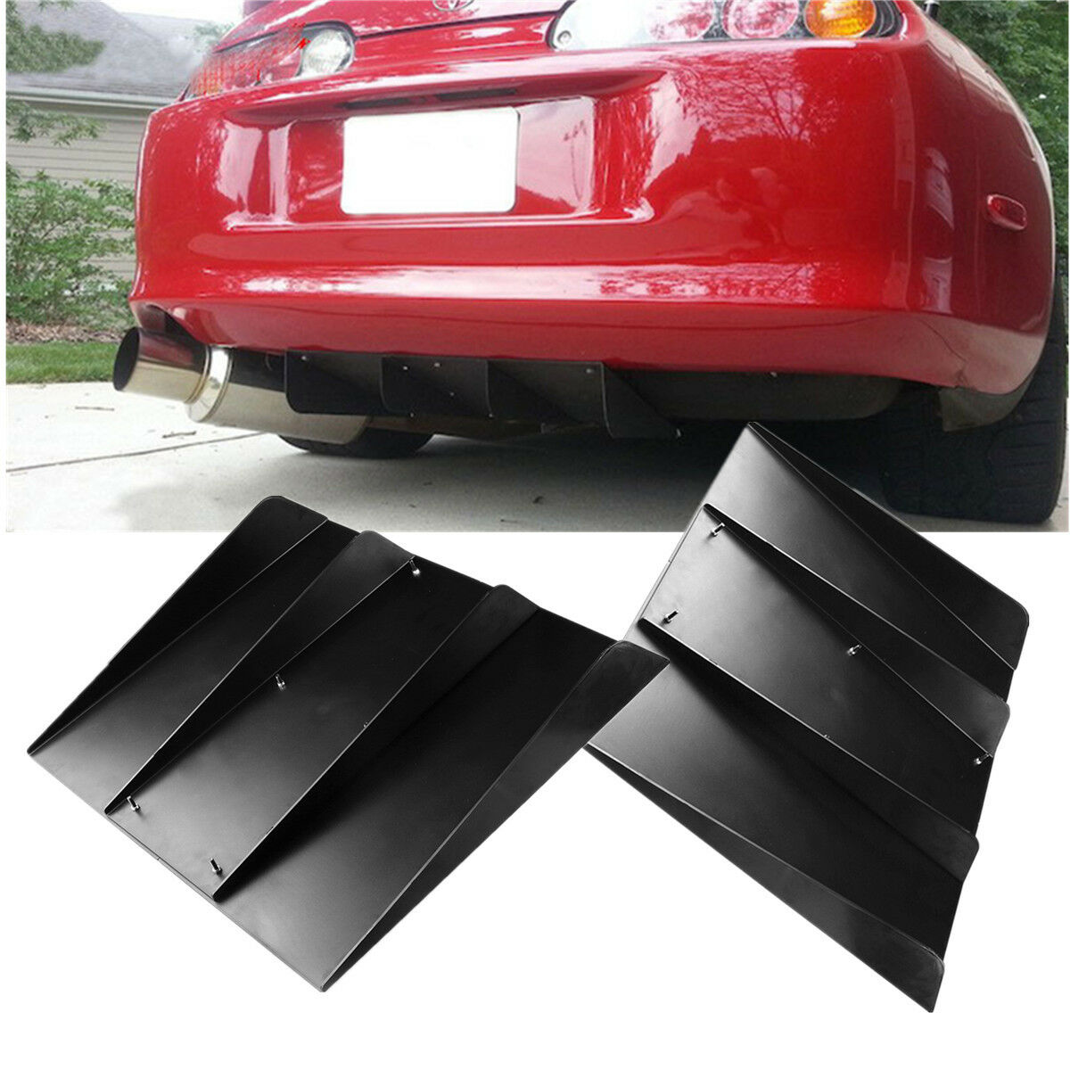 Personalized Modified 22"x19.3" Bumper Rear Lip 4 Fins Spoiler Stylish Design