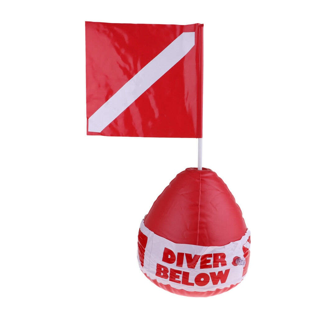 Scuba Diving Diver Below Inflatable Float Surface Marker Buoy, PVC Dive Flag