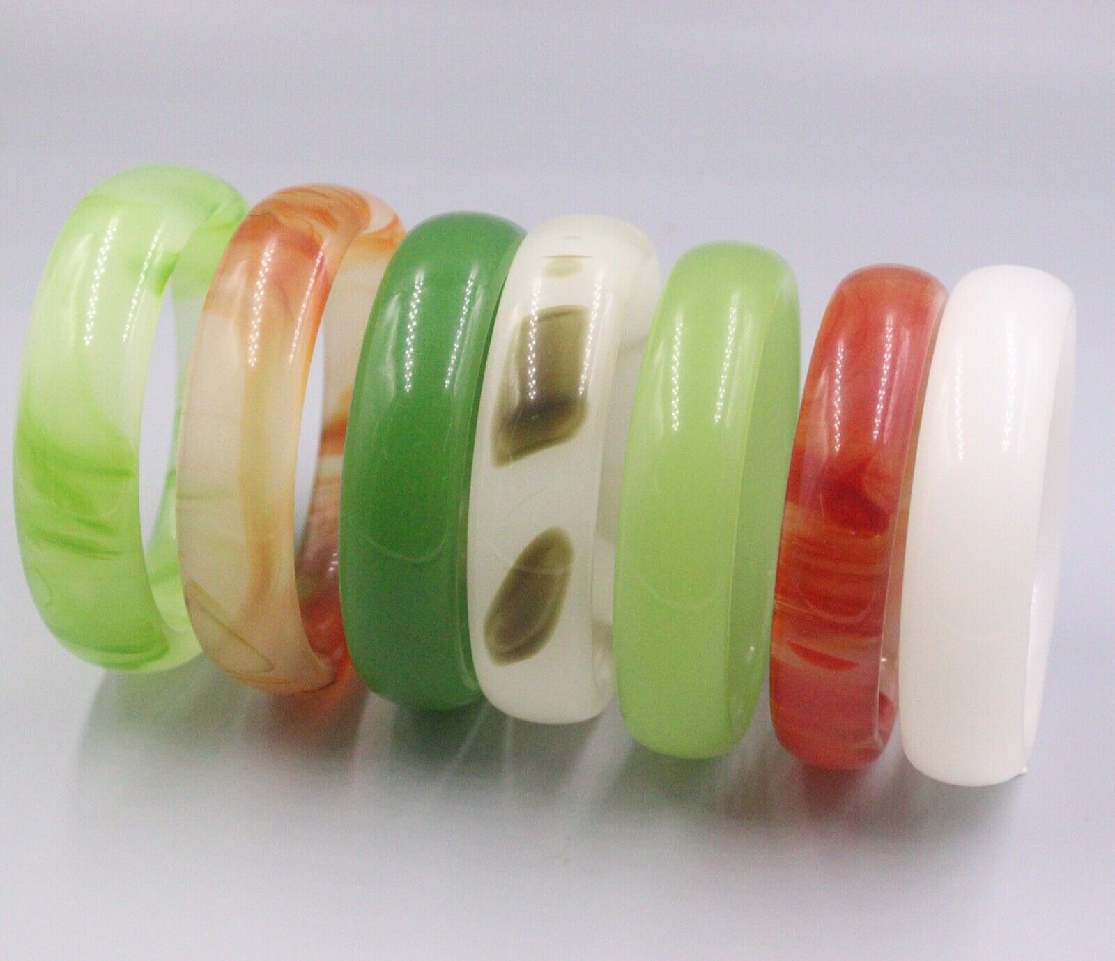 Wholesale 7pcs multicolor glass gbracelet women and men 60-62mm smooth bracelet