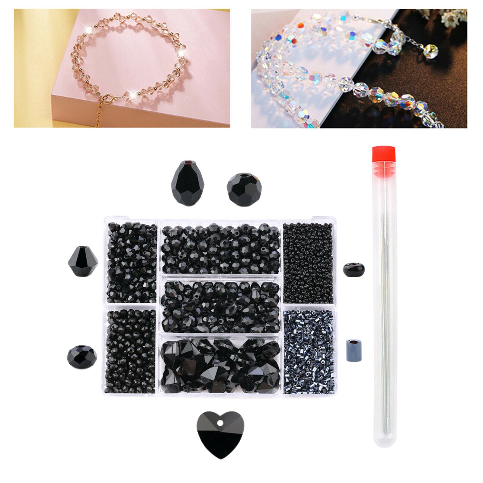 Crystal Spacer Beads Gemstones Jewelry Making Necklace Bracelet Black