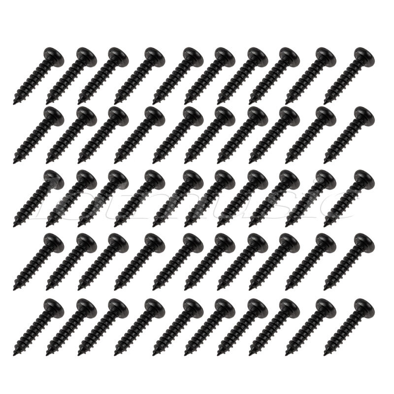 50 Pcs Screws for Guitar Bass Pickguard Back Plate Tuning Pegs Jack Black Pack