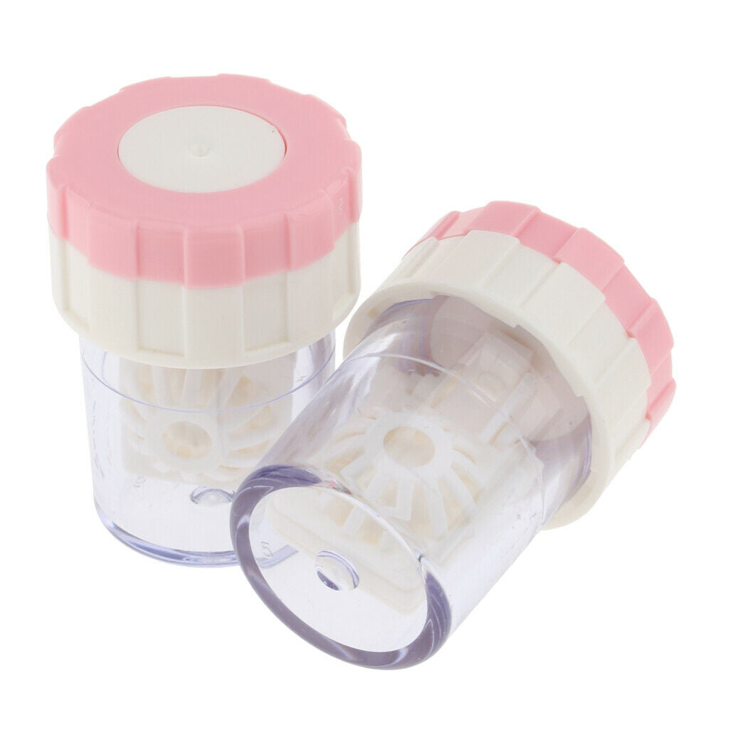 2 Pieces Plastic Manual Contact Lens Cleaning Washer Lenses Case Travel Kit