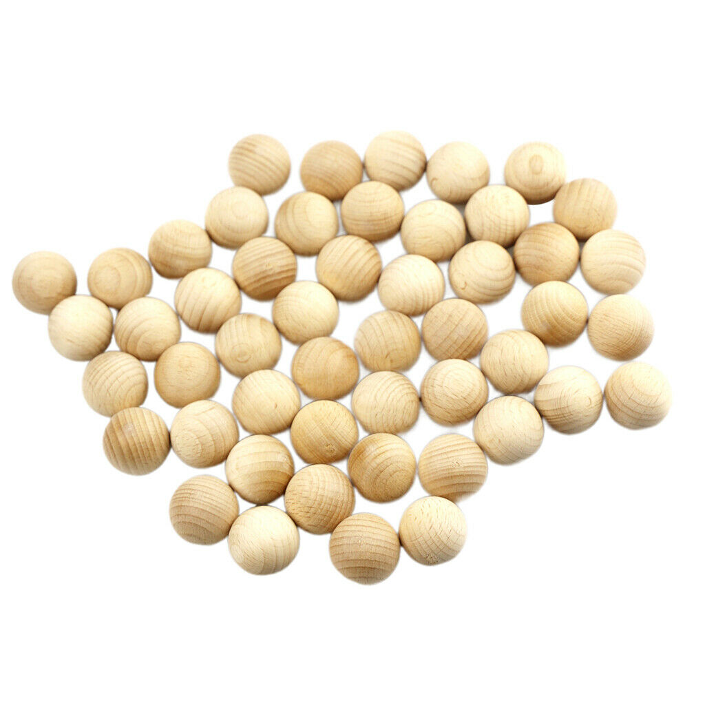 50Pack Unfinished Wooden Beads Loose Spacer DIY Crafts Jewelry Making 2.5cm