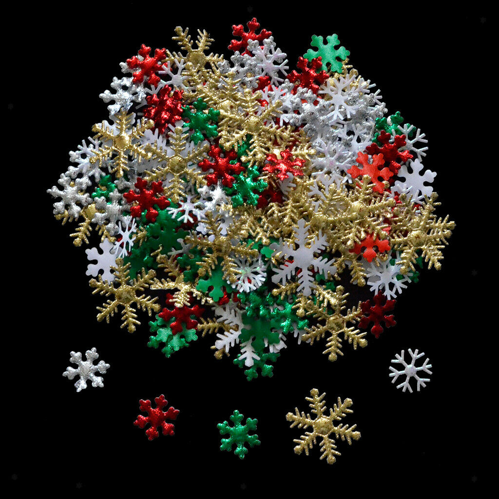 200Pcs Fabric Snowflake Embellishments Flatback Button DIY   Cards Craft