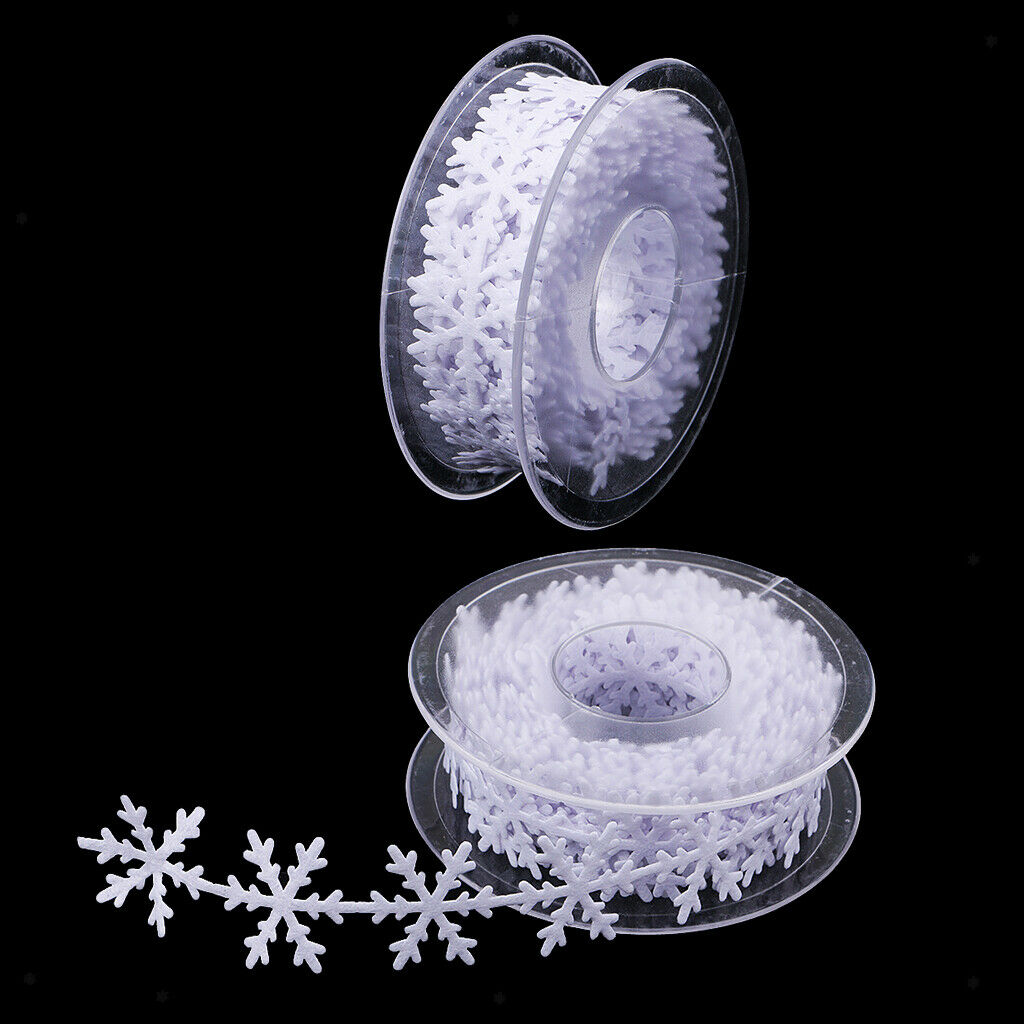 2pcs 10 Meters Christmas Snowflake Ribbon Trimming Craft Embellishments 25mm