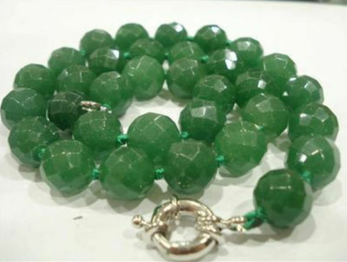 Stunning!12mm Green Emerald Faceted Round Necklace 18"AAA