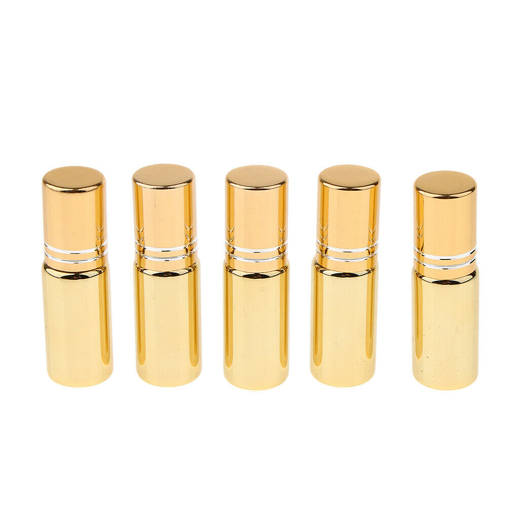 5Pcs Empty Roll on Bottles 5ml Glass Roller Bottle for Perfume Essential Oil