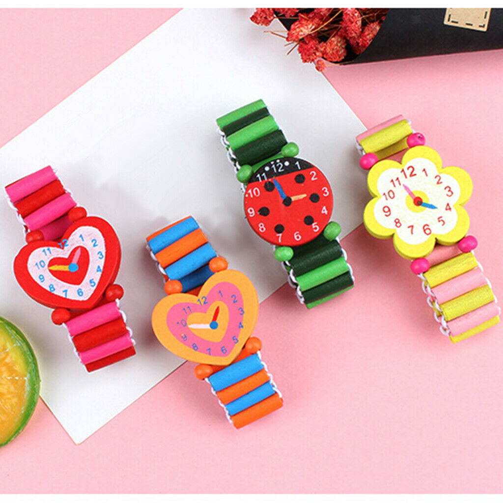 3pcs Simulation Wooden Wristwatches Watches Toys Decorative Dial Wristband 16cm