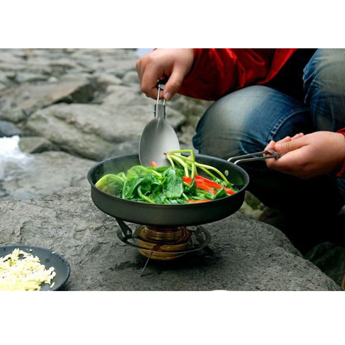 New Aluminium Folding Cooking Rice Spoon Retort Food Spatula Nonstick Camping