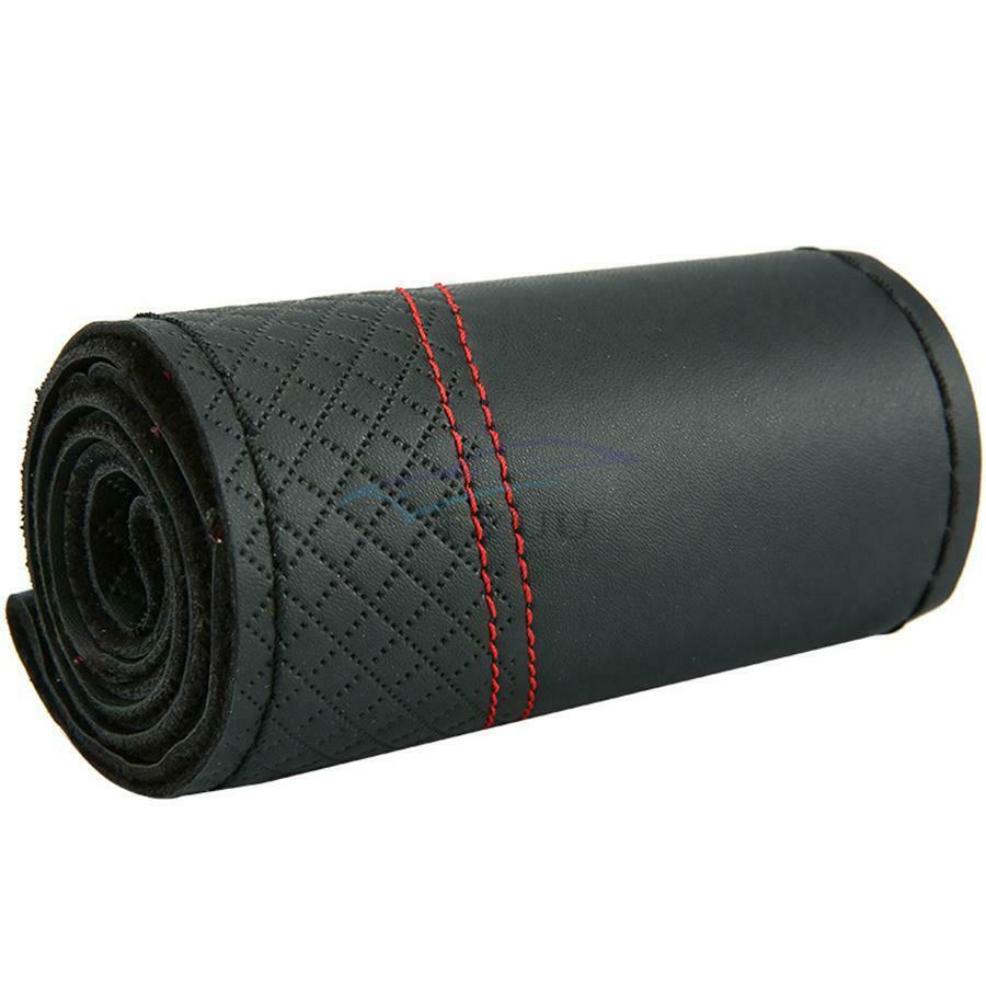 1Set Real Leather Black 38cm Skidproof Car Truck Steering Wheel Protection Cover