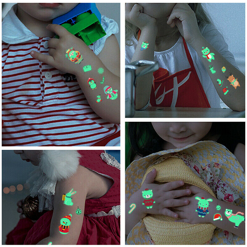 10Pcs Luminous Temporary Tattoo Stickers Christmas Carnival Party DecorationBDD