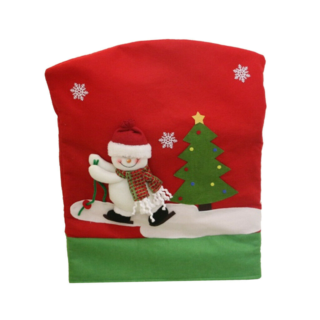 Pair of Chair Covers Seat Cover Santa Claus Hat Seat Cover