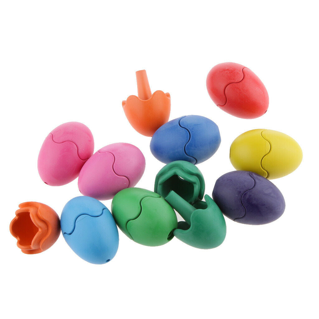 12 Colours/Set No-Toxic Wax   Children Colorful Painting Egg Shapes
