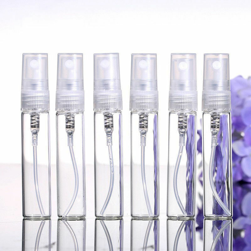 5x  5ml Clear Glass White Spray Empty Bottles Pump Spray With Cap