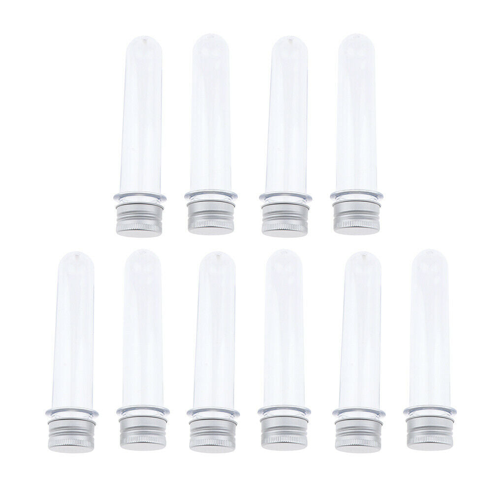 10x 40/50ml Plastic Test Tubes Vial Sample Container with Caps purplish red