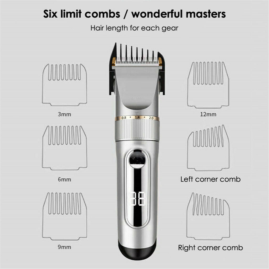 Metal Professional Hair Clipper Electric Cordless Hair Grooming Home Haircut ~