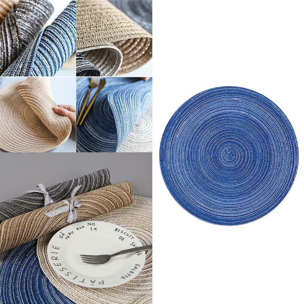 4PCS Round Braided Placemat Tablemat Bordered Table Mat for Kitchen Wedding