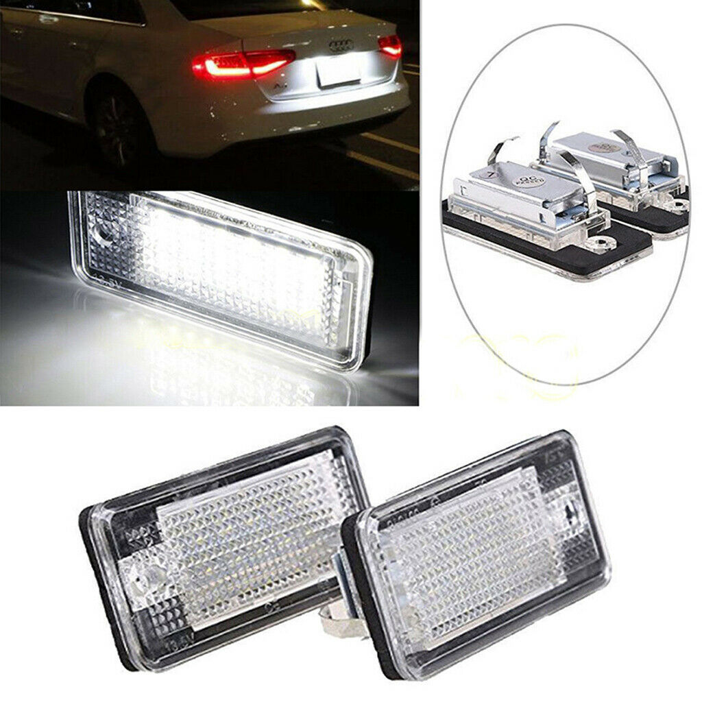 2 Piece LED Free License Plate Light Lamp For Audi A3 A4 B6 B7 A6 A8 Q7 A5