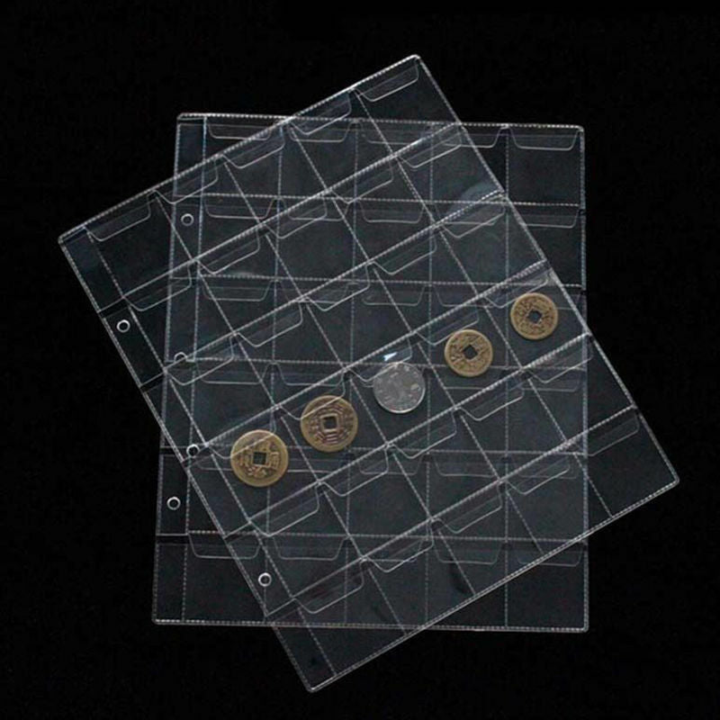1Pc 30 Classic Coin Collection Storage Album Page Folder Clear Pockets Holder