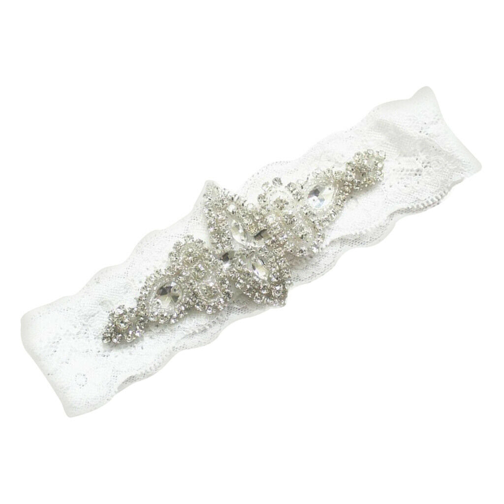 Rhinestone Women Bridal Wedding Garter Lace Dress Accessory 40x5.5cm Fashion