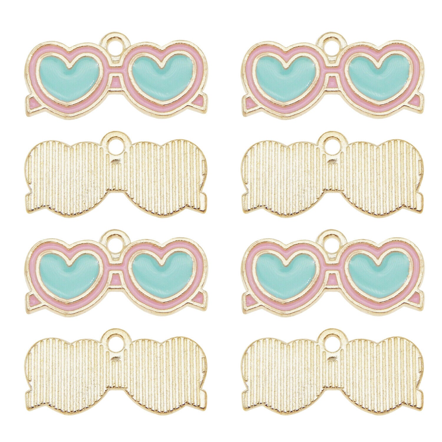 20pcs Enamel Charm Heart Glasses Bracelet Alloy Pendant Jewelry Crafting 21x10mm