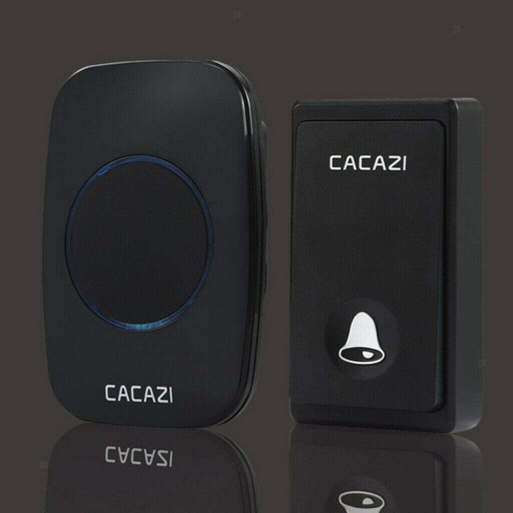 Wireless Push Button Doorbell 58 Melodies Self-generating Transmitter UK Black 1