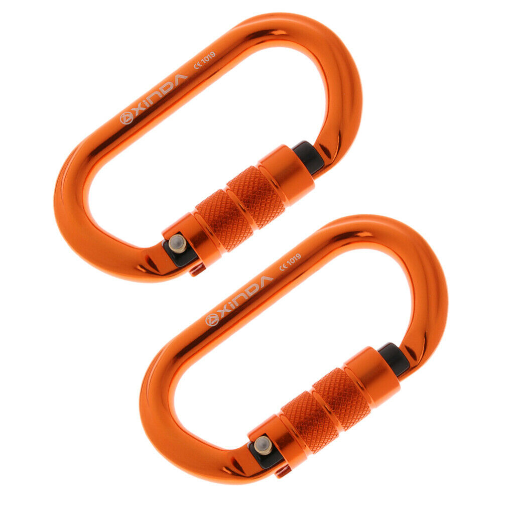 2Pcs Carabiner Climbing Safety Aluminum Hook Lock Buckle Rings Climbing