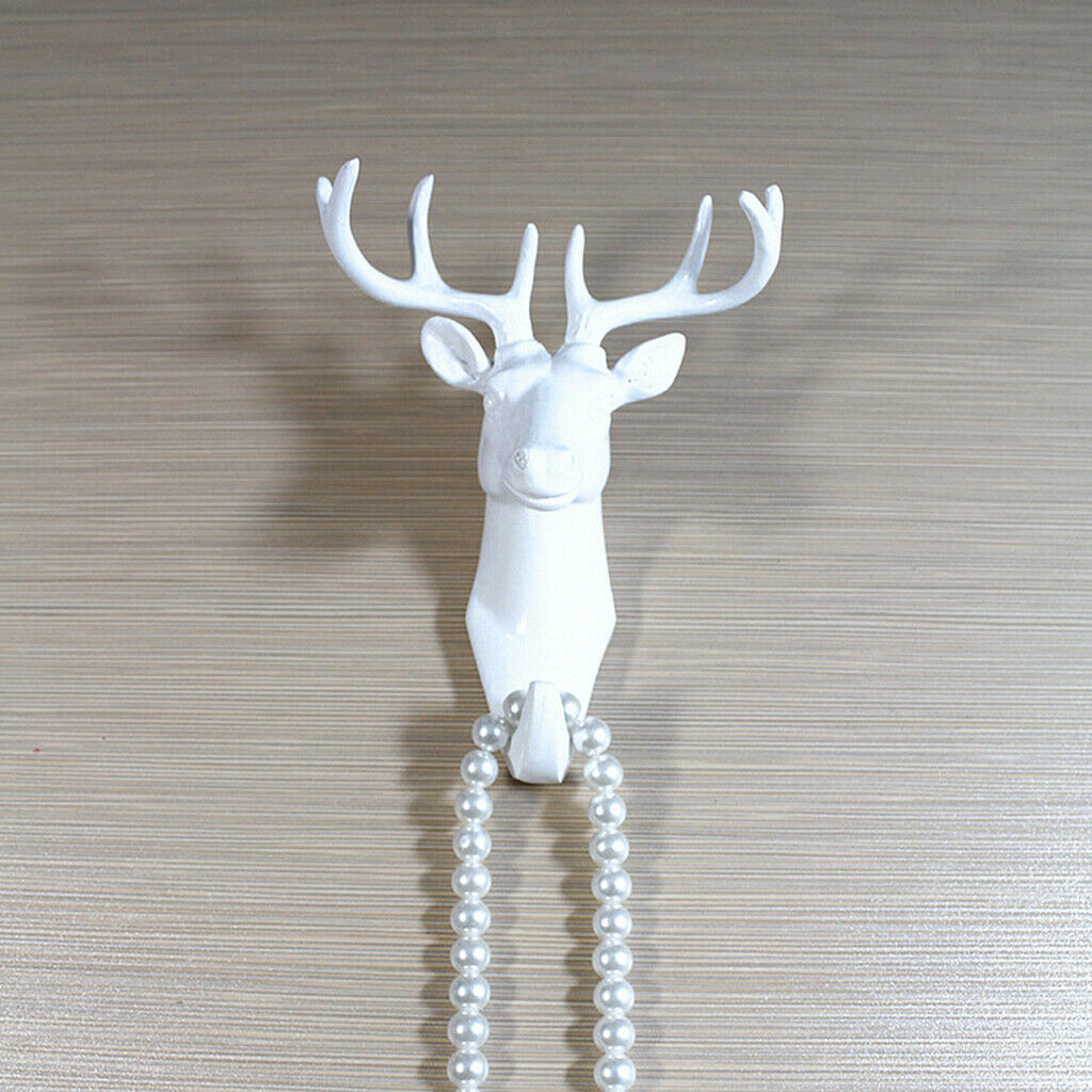 2 Pieces Hat Hooks Wall Bracket Decorative Coat Hanger Deer Head + Elephant