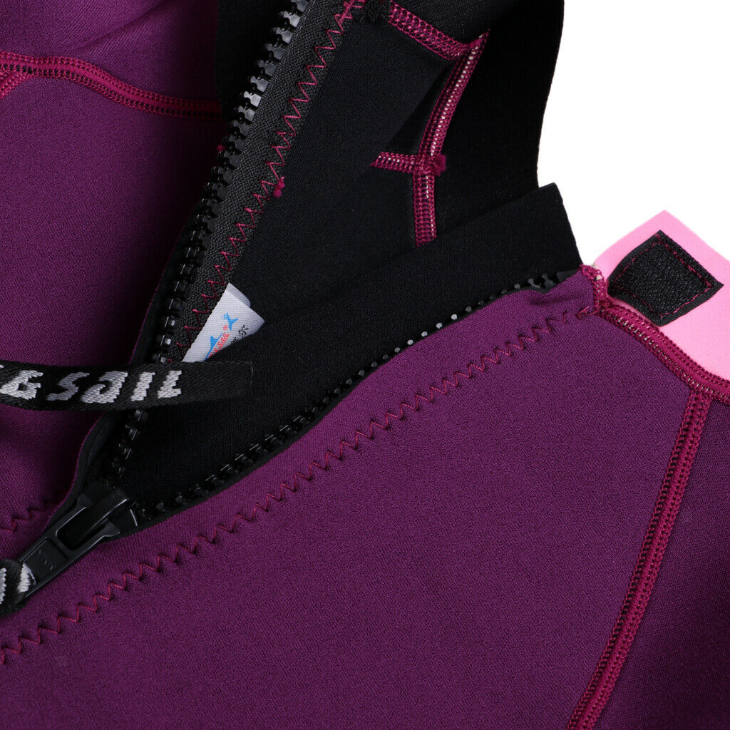 Neoprene Wetsuit Long Sleeve Full Body Swimsuit for Kids Black+ pink S