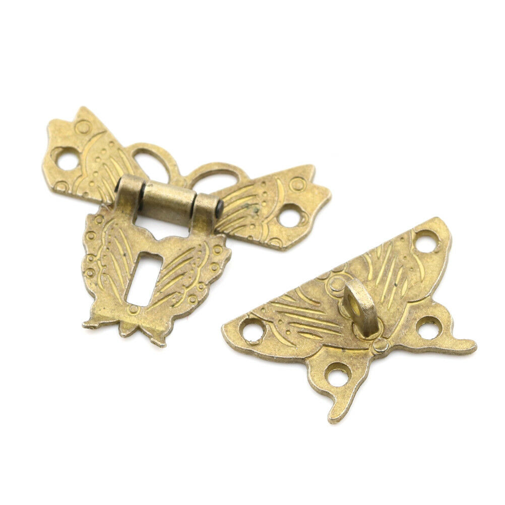 Retro Chic Butterfly Latch Catch Jewelry Wooden Box Lock Hasp Pad Chest Lock  Lt