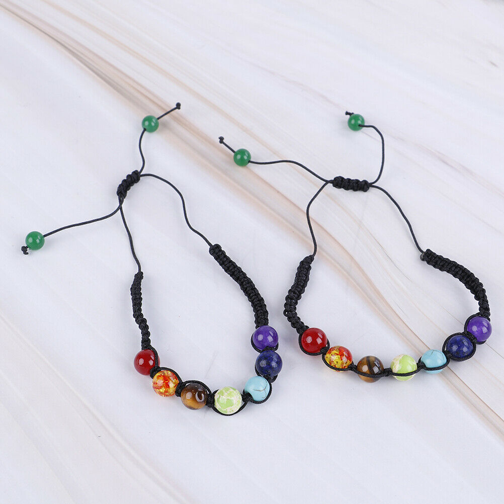 7 Chakra Healing Balance Beaded Bracelet Lava Yoga Reiki Prayer Stones Un.l8