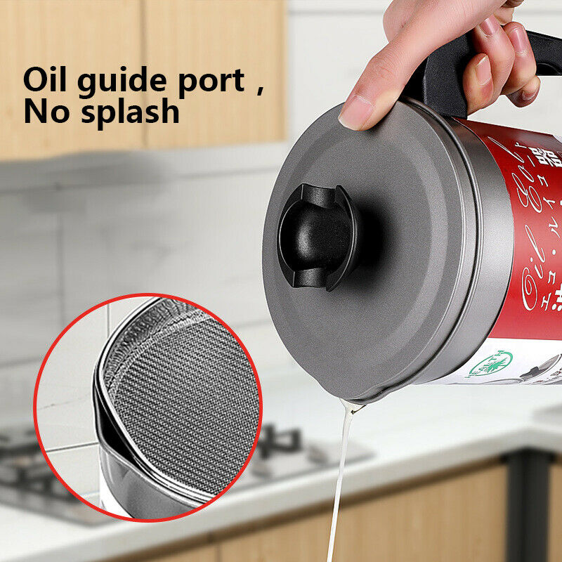 1.4L Stainless Steel Lard Tank Oil Filter Pot Oil Separator Storage Tank BotBDA