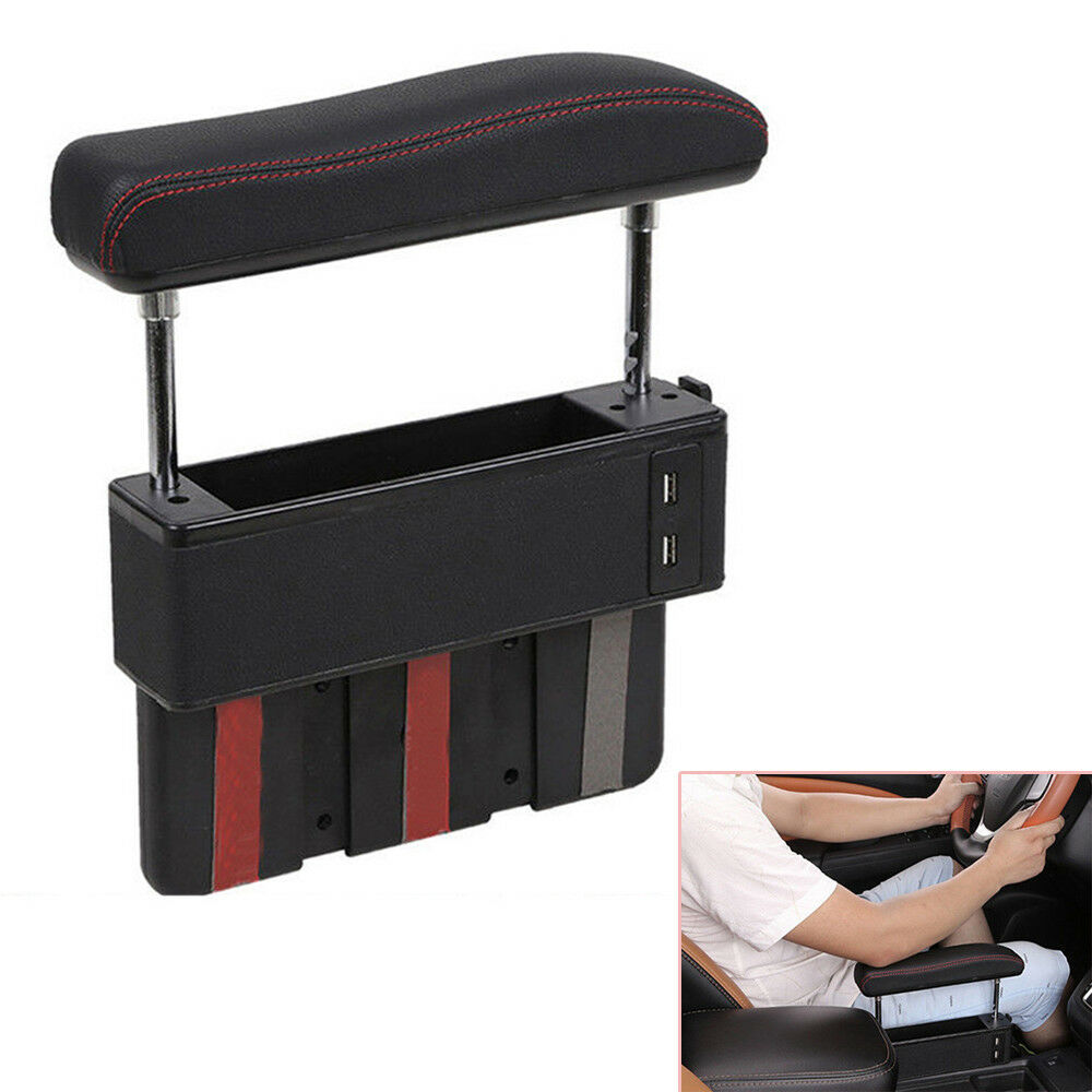 Car Driver Seat Pocket Storage Armrest Box Organizer Holder w/ USB Adjustable