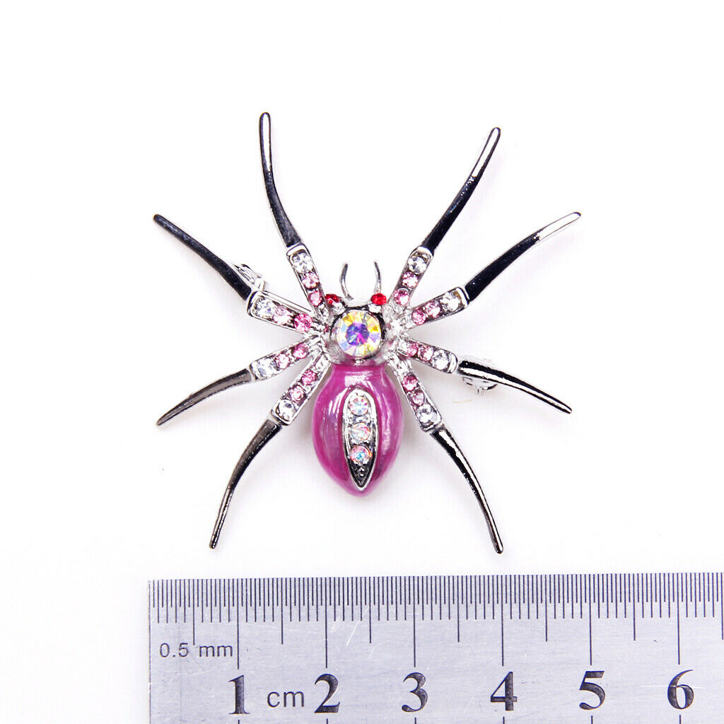 Shiny Dazzling Spider Clip Pin Brooch Colorful Rhinestones Bag Hat Art Decor