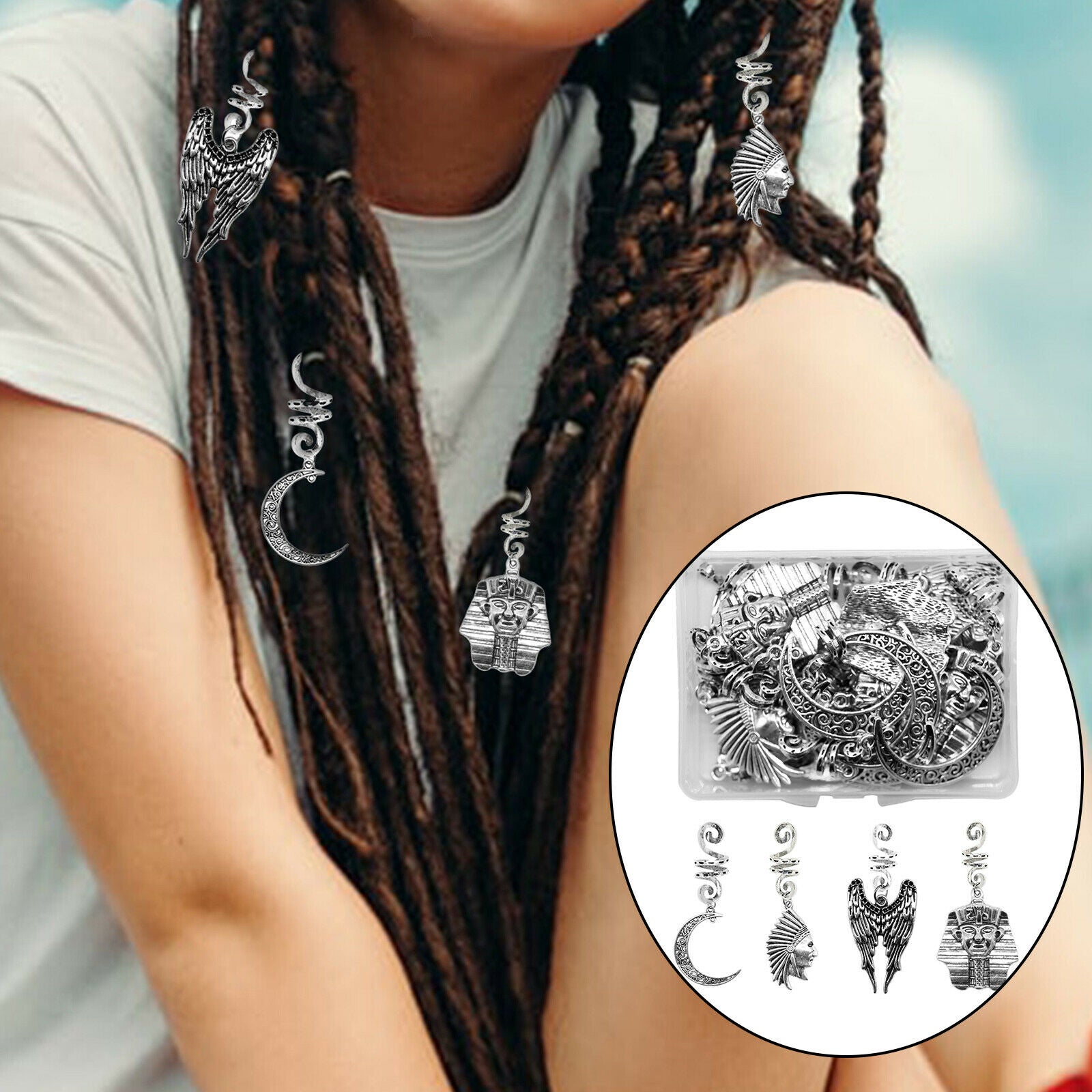 Mix different Metal Dreadlocks Hair Braid Rings Hair Braid Accessories
