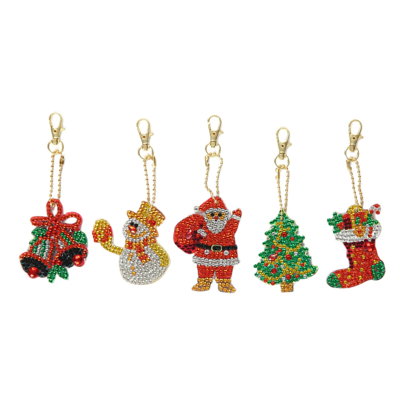 5Pcs Diamond Painting Keychain DIY Key Chain Pendant Purse Christmas Decor