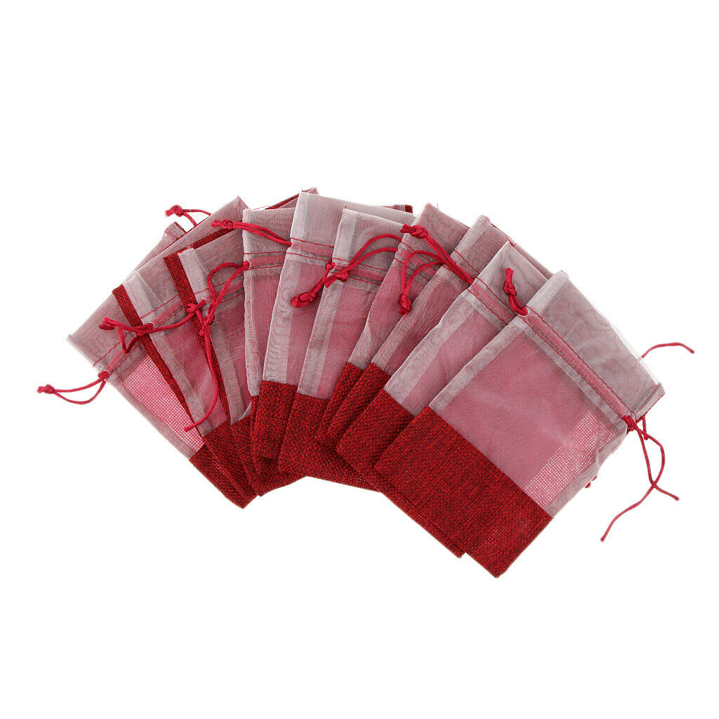 10 Pieces Cotton Linen Drawstring Bags Jewelry Pouches Bags Gift Bags
