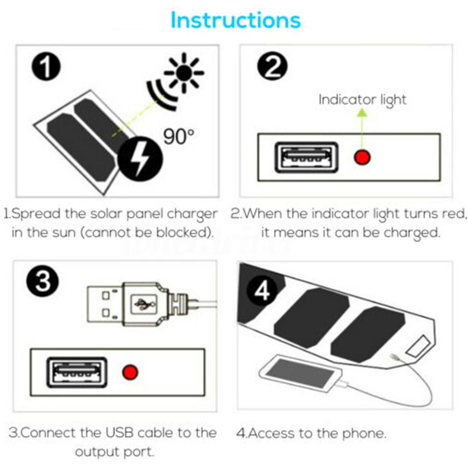 Portable Solar Mobile Phone Charger Panel Power Bank Waterproof Outdoor Camping