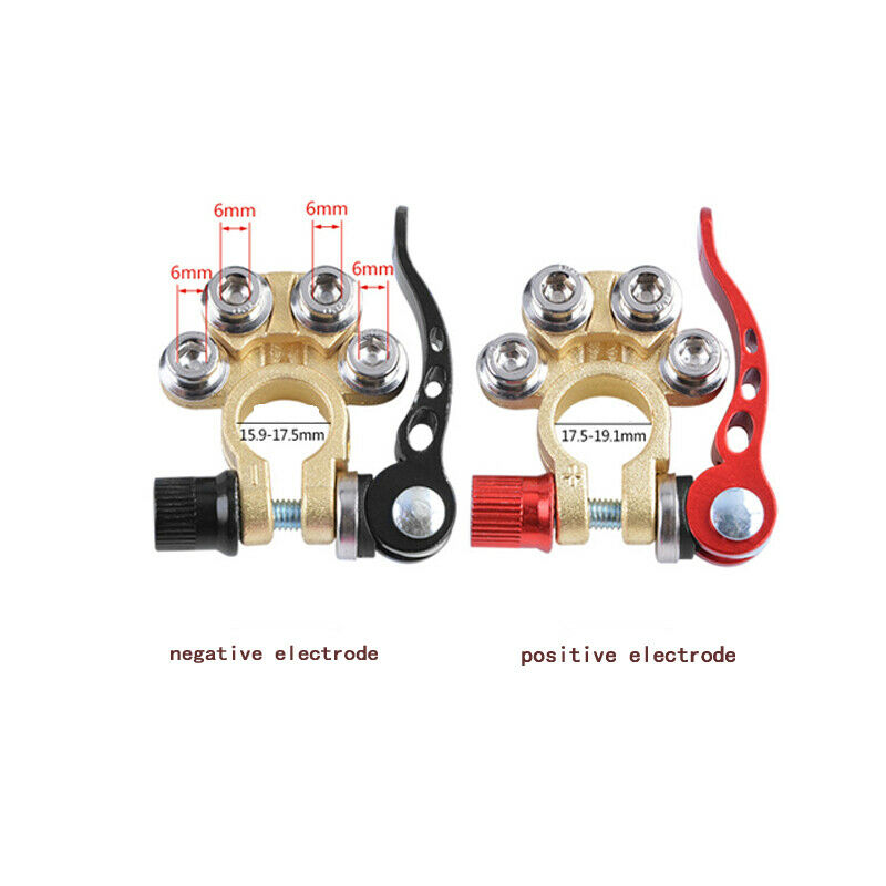 2PCS Brass Car Truck Battery Terminal with Disconnect Switch Positive & Negative