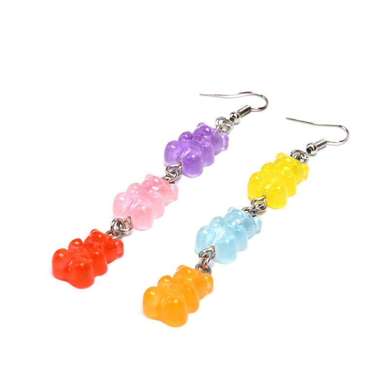 New Funny Colorful Cartoon Three Bear Animal Dangle Drop Earrings Jewelry.l8