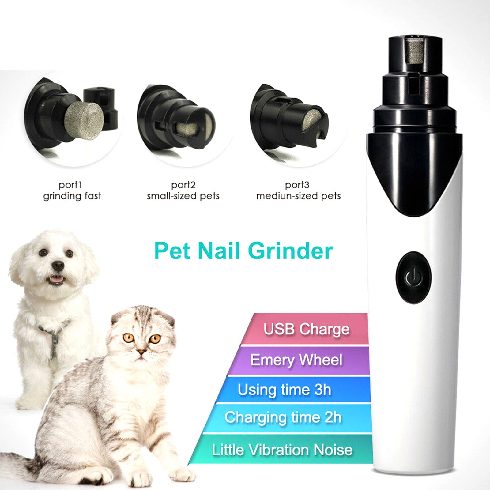 Electric Dog Clippers Nail File Cat Claw Grooming Nail Grinder Pet Trimmer Tool