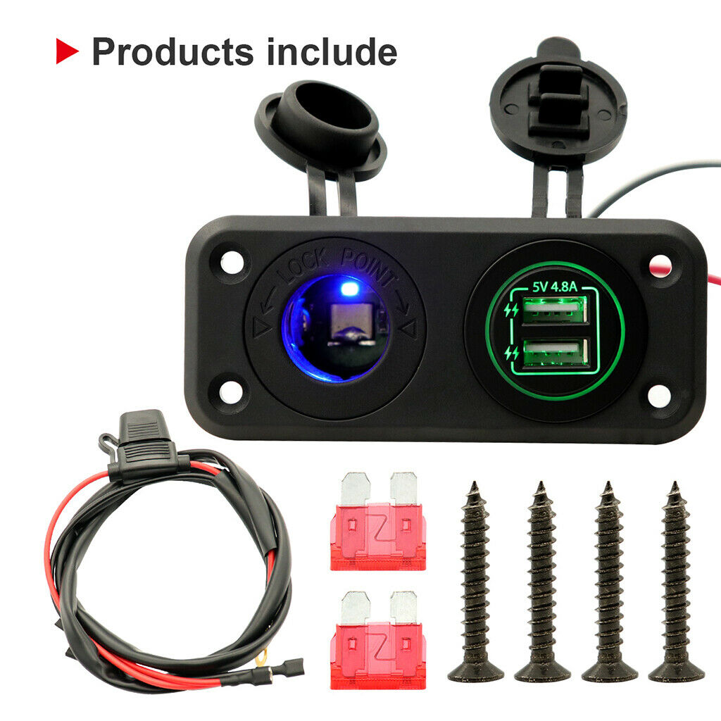 Dual USB Socket Panel With Screws Waterproof Power Socket Adapter Kit