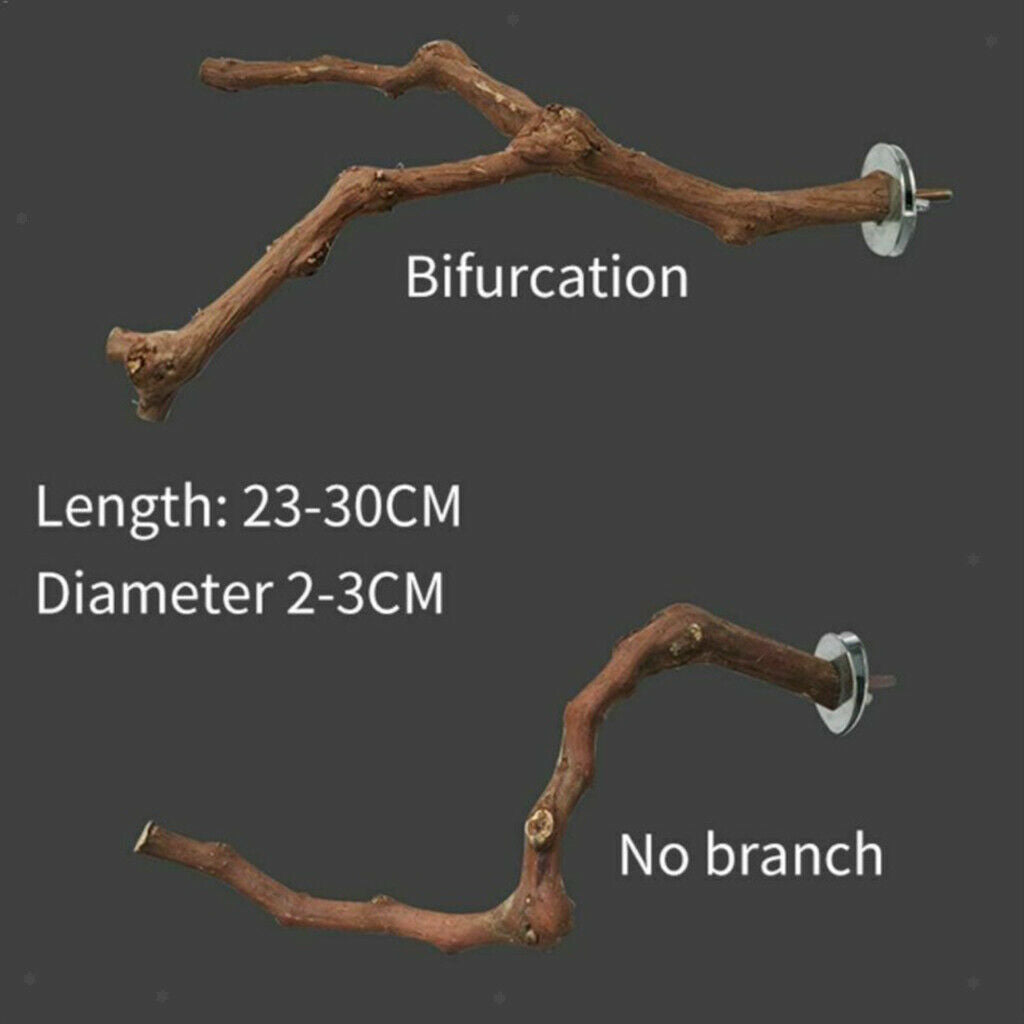 2X Wood Parrot Stand Tree Branch Toys Perches Cage Accessories Grinding A
