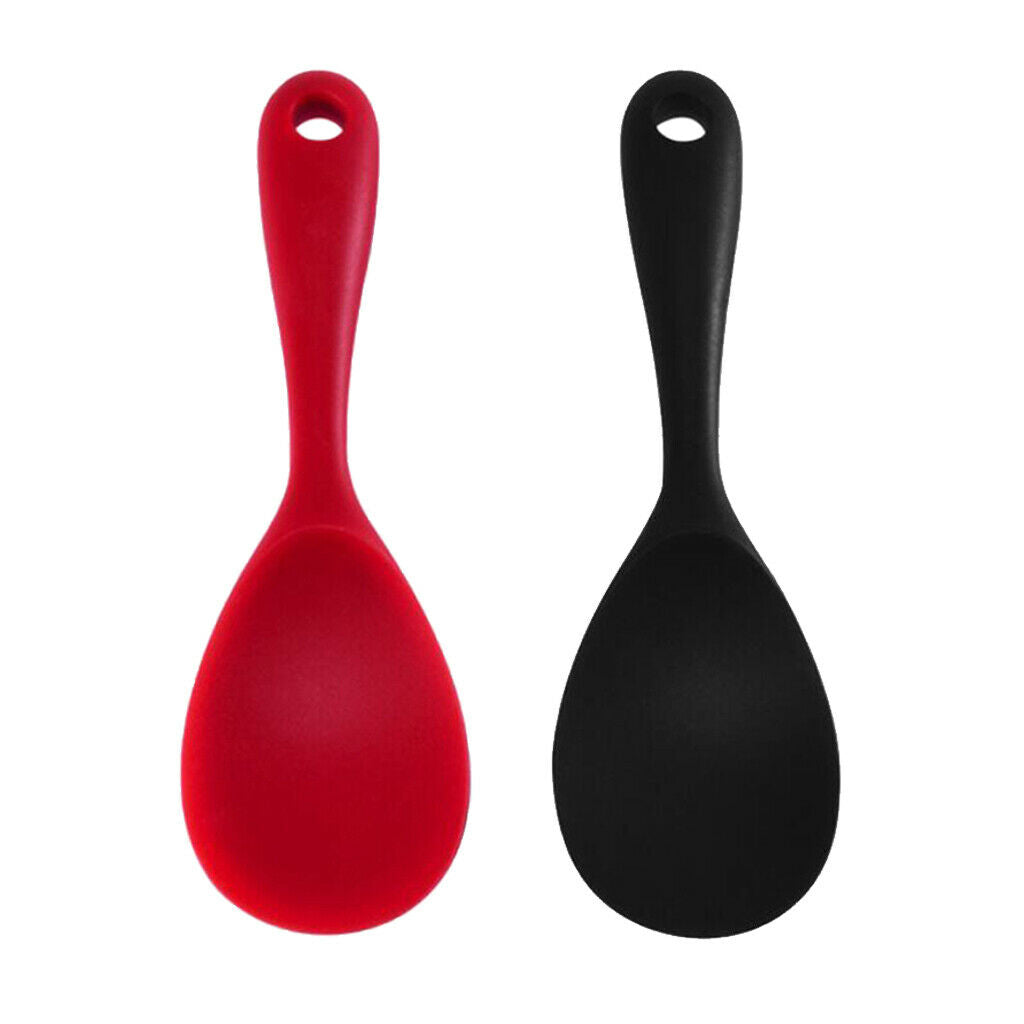 Lots 2 Non-Stick Rice Paddle Spoon Home Camping BBQ Lightweight Red+Black