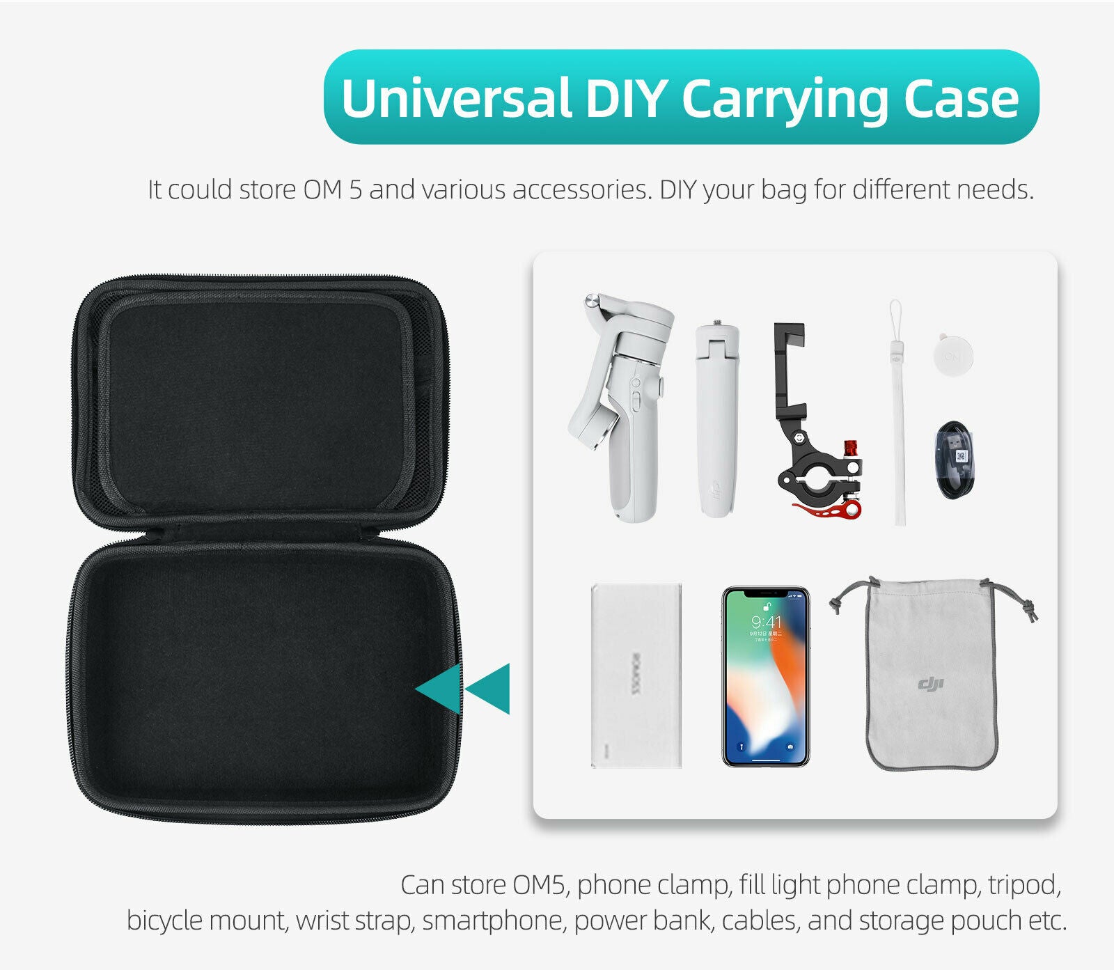 Sunnylife B77 Universal DIY Storage Bag for OM5/ GoPro10/ Pocket 2 Carrying Bag