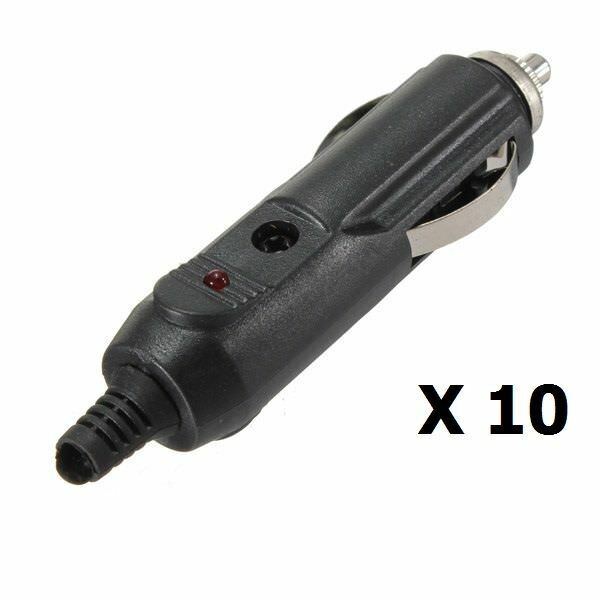 10X 12V MALE CAR VAN TRUCK CIGARETTE LIGHTER SOCKET CONNECTOR ADAPTOR 5 AMP LED