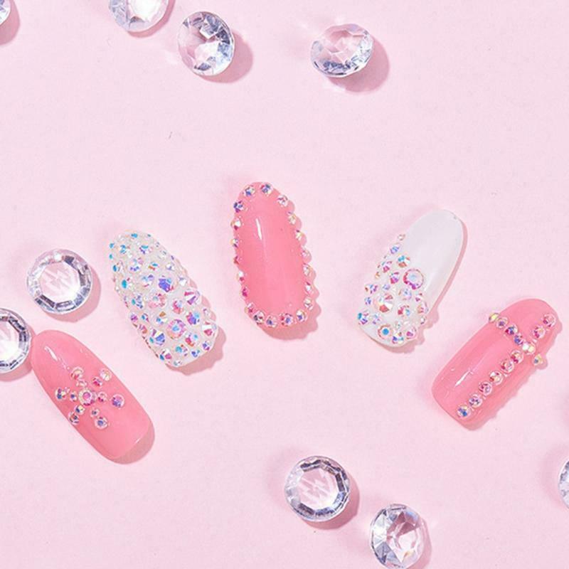 Nail Diamond DIY Glass Sand Rhinestones Beads Iridescent Crystals Long Lasting